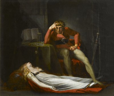 La Corte Italiana, o Ezzelier, Conte di Ravenna che medita sul corpo di Meduna, uccisa da lui per infedeltà durante la sua assenza in Terra Santa, c.1780 da Johann Heinrich Füssli